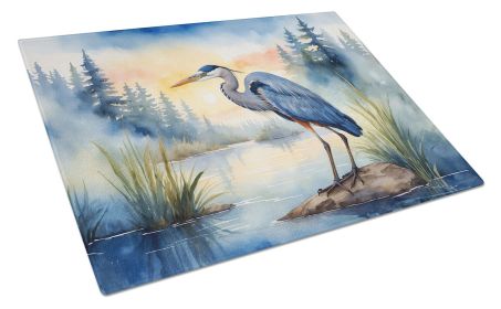 Blue Heron Emerging as the day fades Glass Cutting Board Decorative Tempered Glass Kitchen Cutting and Serving Board Large Size Chopping Board